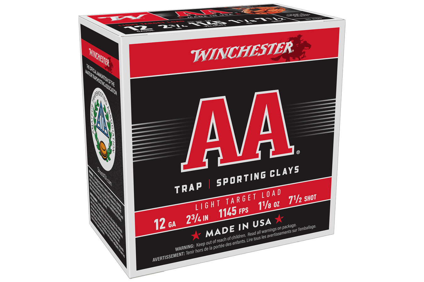 Winchester 12 GA 2 3/4 Inch 1 1/18 oz 7.5 Shot AA Light Target Load 25/Box